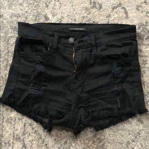 Flying monkey jean fringe shorts
